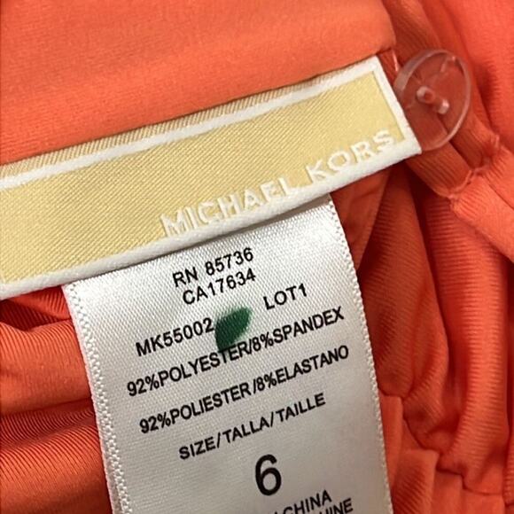 MICHAEL KORS RUCHED ORANGE ONEPIECE SWIMSUIT SIZE 6 - Picture 3 of 5